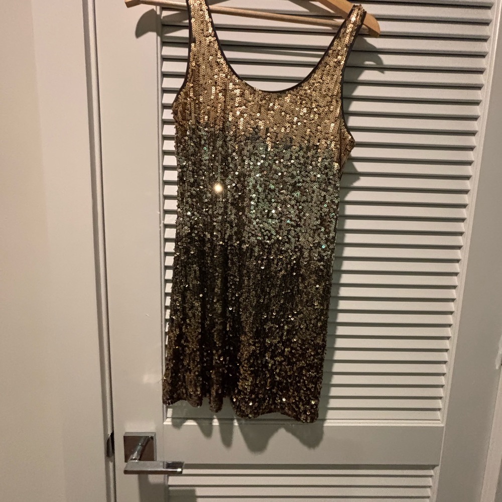 Express Gold Embellished Sleeveless Mini Dress